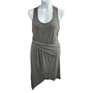 JustFab Gray Asymmetrical Wrap Dress Racerback Stretch L
